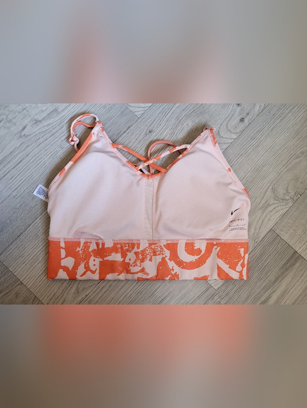 Nike One Luxe Icon Indy Clash Dri-Fit Light Impact Orange White Sport Bra, US M - Picture 12 of 16